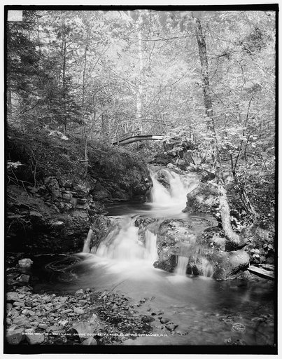 Whittier falls and bridge, Ossipee Mt. Park, Lake Winnipesaukee, N.H.