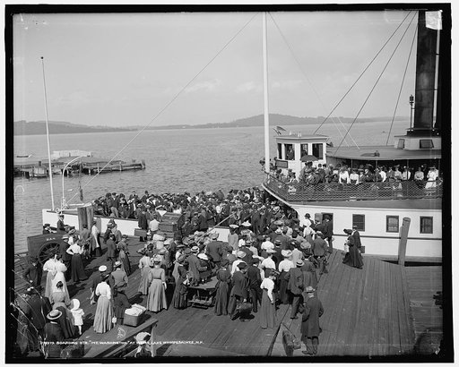 Boarding str. Mt. Washington at Weirs, Lake Winnipesaukee, N.H.