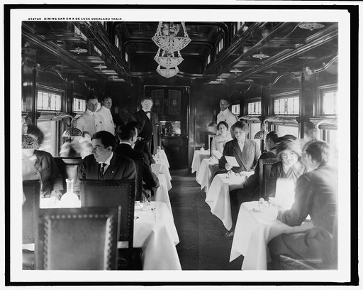 Dining car on a deluxe overland limited train