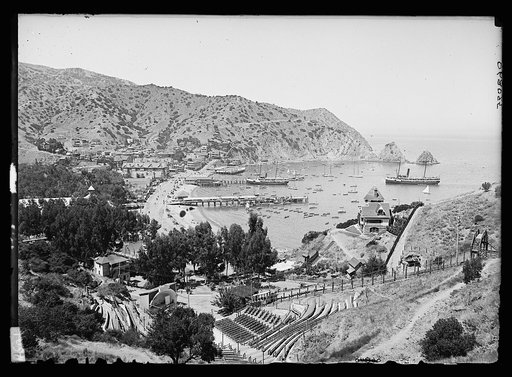 Harbor and Avalon Greek Theater, Avalon, Catalina Island, Calif.