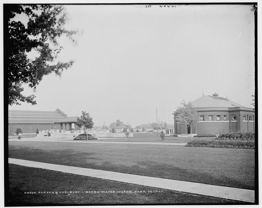 Garden & Hurlburt [i.e. Hurlbut] Library, Water Works Park, Detroit