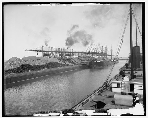 Ore at L.S. & M.S. [Lake Shore and Michigan Southern] Ry. docks, Ashtabula, Ohio