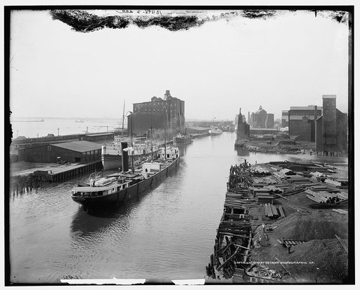 Creek and elevators near foot of Main Street, Buffalo, N.Y.