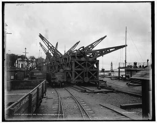 Unloading ore from whaleback, Buffalo