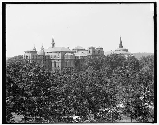 The Main building from Norumbega cottage, Wellesley