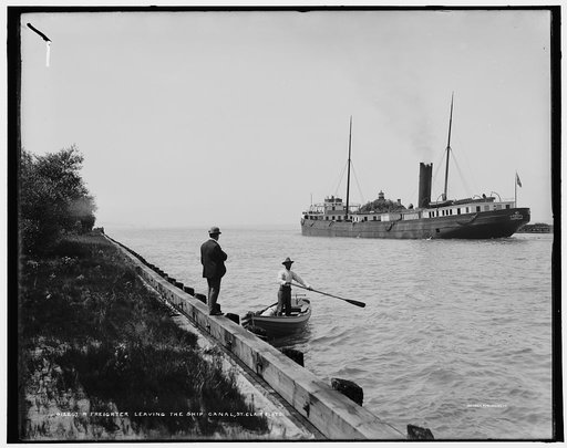 A Freighter leaving the ship canal, St. Clair Flats