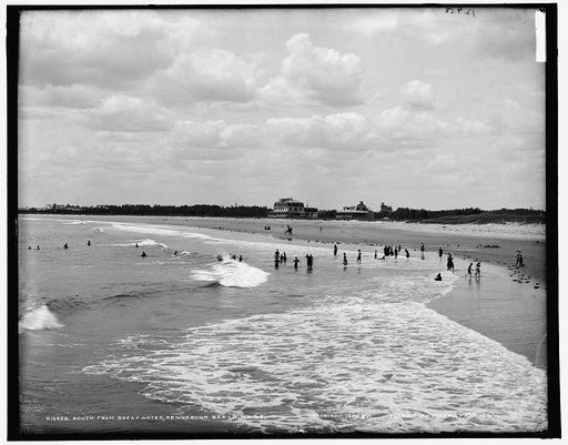South from breakwater, Kennebunk beach, Maine