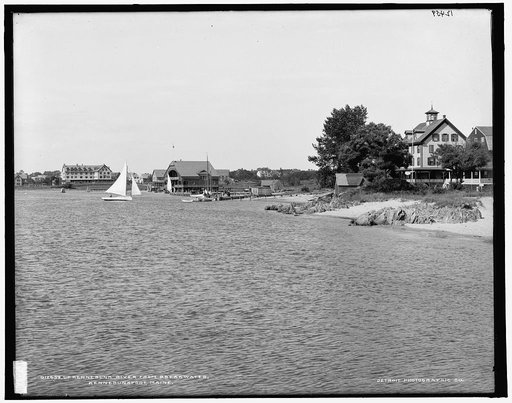 Up Kennebunk River from breakwater, Kennebunkport, Maine