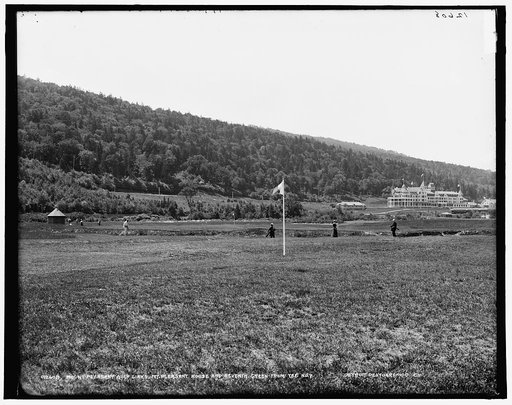 Mount Pleasant golf links, Mt. Pleasant House and seventh green from tee no. 7