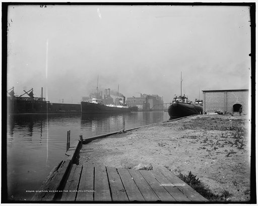 Shipping scene on the river, Milwaukee