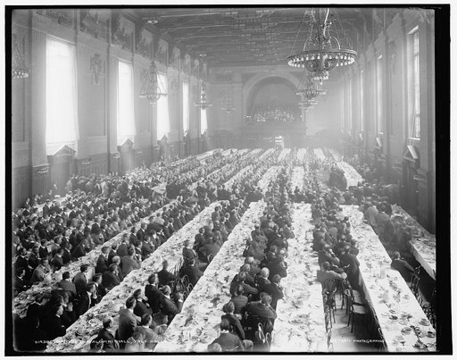 Banquet in Alumni Hall [i.e., University Commons], Yale College