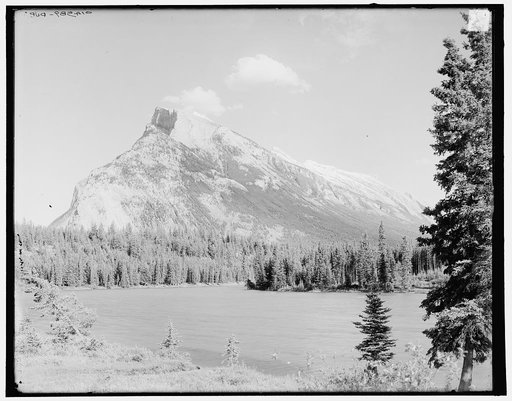 Mt. Rundel [i.e. Rundle], from Bow River, Banff, Alberta