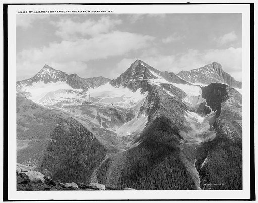 Mt. Avalanche with Eagle and Uto Peaks, Selkirk Mts., B.C.