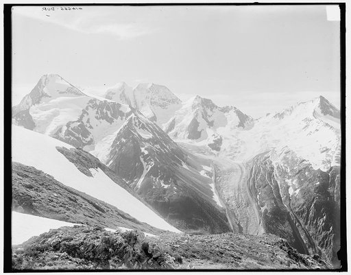Mt. Fox, Mt. Dawson and Mt. Donkin with Dawson's Glacier, Selkirk Mountains, B.C.