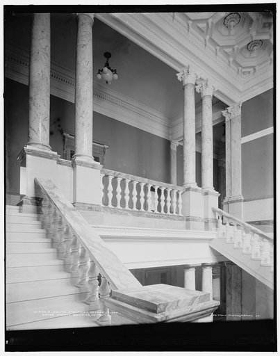 South stairway, second floor, Wayne County Building, Detroit