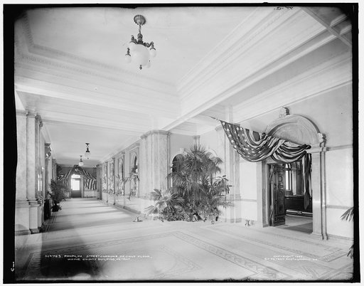 Randolph Street corridor, second floor, Wayne County Building, Detroit