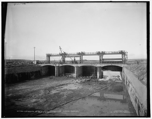 Controlling gates of canal, Michigan Lake Superior Power Co., Sault Ste. Marie, Mich.