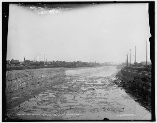 Canal from end of rock cut, Michigan Lake Superior Power Co., Sault Ste. Marie, Mich.