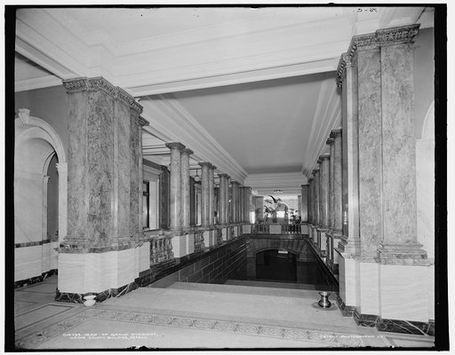 Head of grand stairway, Wayne County Building, Detroit