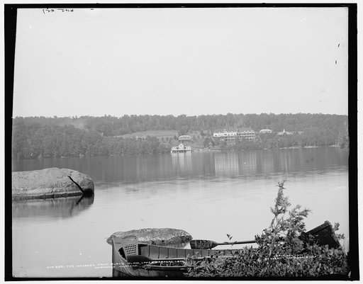 The Waubeek [i.e. Wawbeek Inn] from Burt's [i.e. Bartlett's?] Island, Upper Saranac Lake, Adirondack Mountains