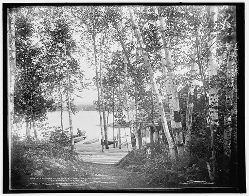 A glimpse of Raquette Lake from St. Hubert's Isle, Adirondack Mountains