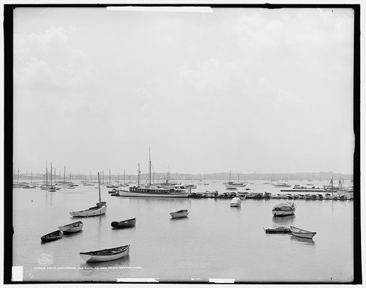 Yacht anchorage and club houses, South Boston, Mass.