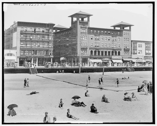 The Beach and broadwalk [sic], Atlantic City, N.J.