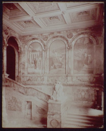 Grand Staircase and Chavanne's panels, right section, Boston Library