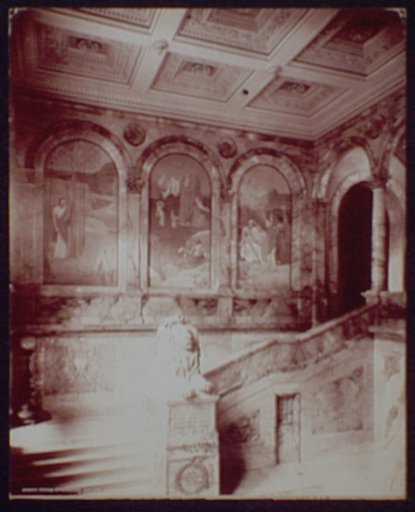 Grand Staircase and Chavanne's panels, left section, Boston Library