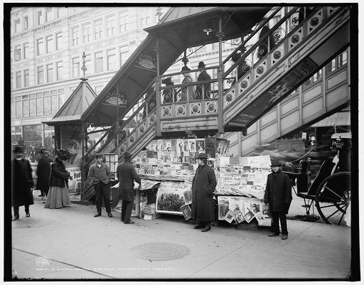 A Characteristic sidewalk newstand [sic], New York City