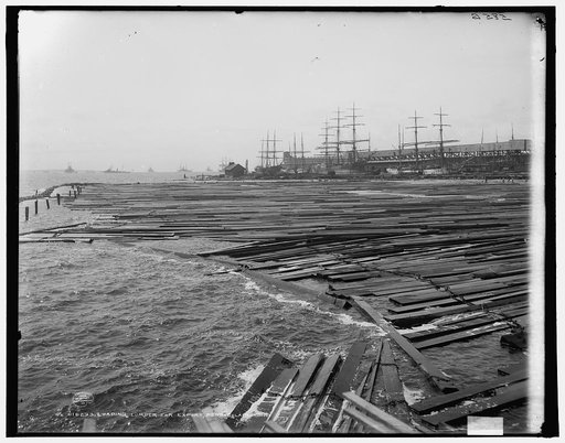 Loading lumber for export, Pensacola Harbor