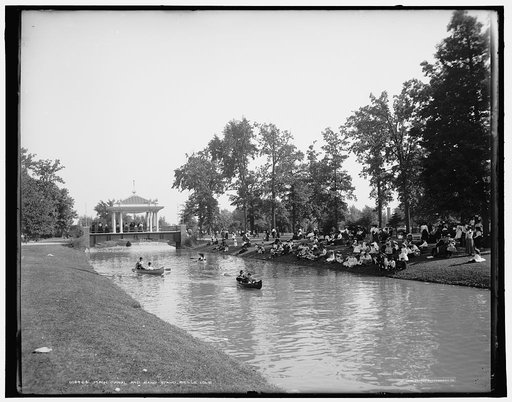 Main canal and band-stand, Belle Isle