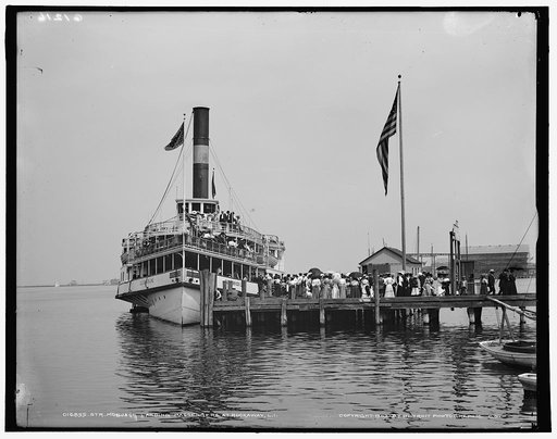 Str. Mobjack loading passengers at Rockaway Island, L.I.