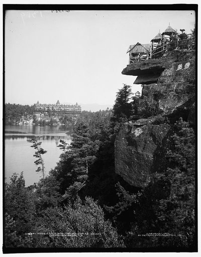 Moss cliff and the Wildmere House, Lake Minnewaska, N.Y.