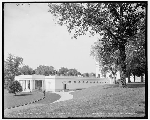 East terrace from north lawn, White House