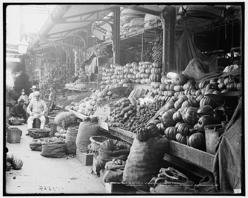 Vegetable stands in Mercado Tocon [i.e. Tacon], Havana, Cuba