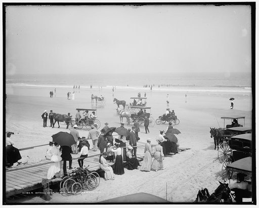 Bathing hour on the beach, Seabreeze [i.e. Daytona Beach], Fla.