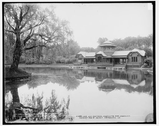 Lake and boathouse, Washington Park, Albany, N.Y.