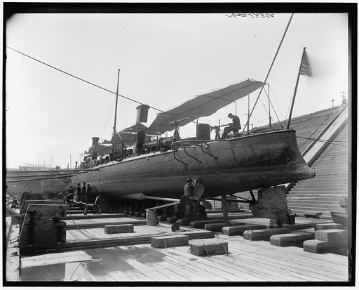 U.S.S. Porter [i.e. USS Winslow?] in dry dock, Brooklyn Navy Yard