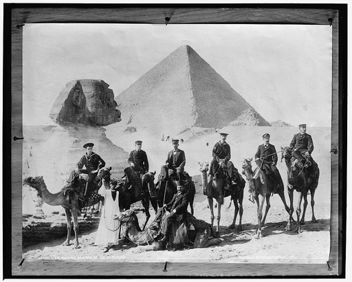 U.S.S. Raleigh, sailors at the pyramids