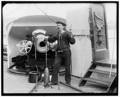 U.S.S. San Francisco, 6-inch gun and gunner Frenchy