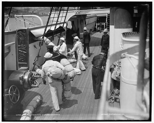 U.S.S. San Francisco, stowing hammocks