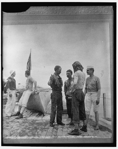 U.S.S. Texas, quarter deck after Battle of Santiago, whitened by saltpetre [i.e. saltpeter] from guns