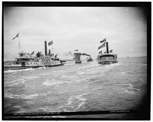 Arrival of the Viking ship at New York