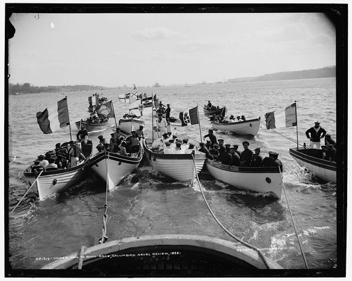 Under tow to boat race, Columbian Naval Review, 1892 [i.e. 1893