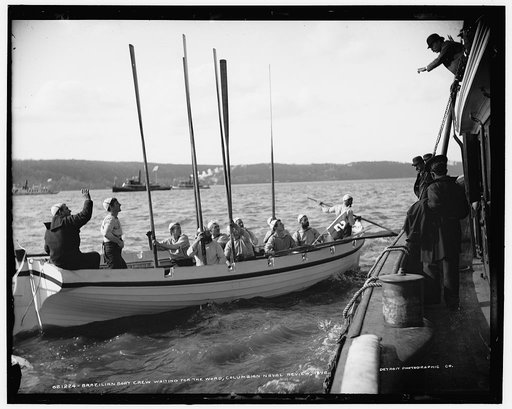 Brazilian boat crew waiting for the word, Columbian Naval Review, 1892 [i.e. 1893