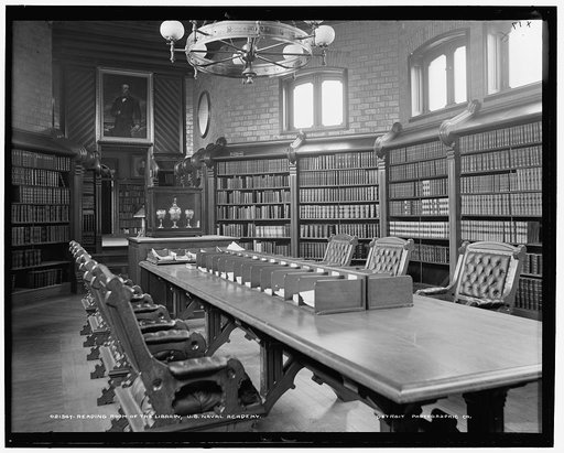 Reading room of the library, U.S. Naval Academy