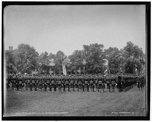 Batallion [i.e. battalion] drill, hollow square, U.S. Naval Academy