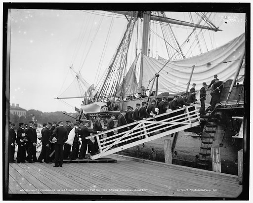 Cadets embarking on U.S.S. Constellation for summer cruise, U.S. Naval Academy