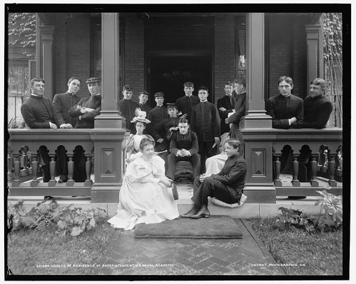 Cadets at residence of superintendent, U.S. Naval Academy